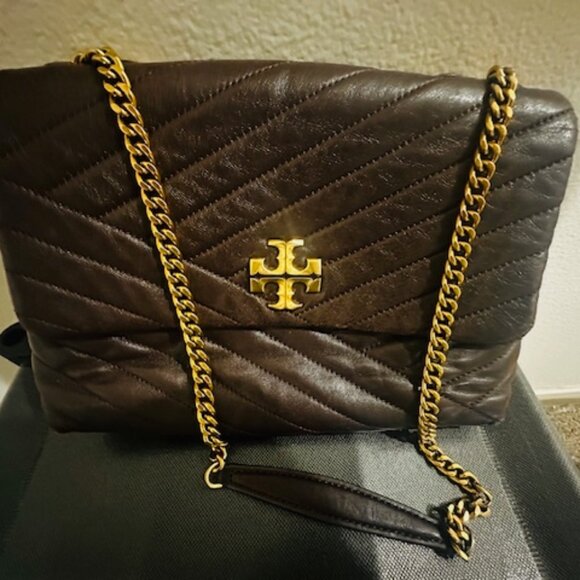 Tory Burch Kira Chevron Small Glazed Leather Convertible Shoulder Bag - Picture 2 of 3